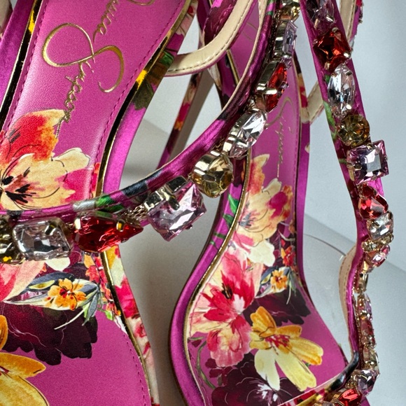 Jessica Simpson Jaycin Pink Floral Sandal Heels Women’s Size 8 - Picture 6 of 12